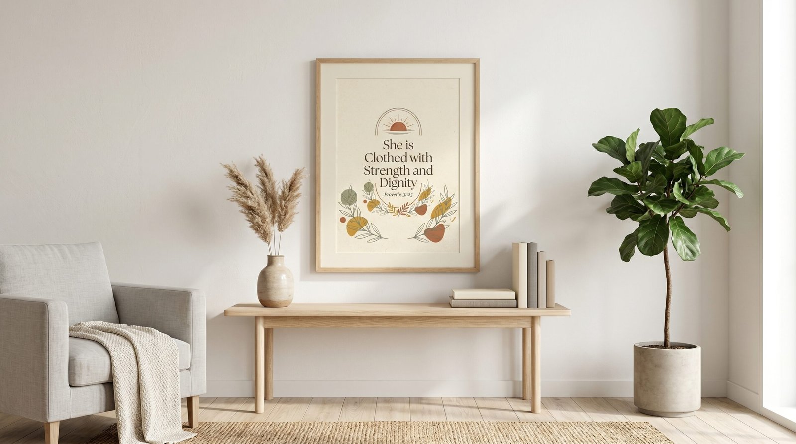 Rolled Poster — "She is Clothed with Strength and Dignity" Inspirational Wall Art (Proverbs 31:25) - Image 5