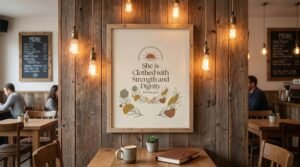 Rolled Poster — "She is Clothed with Strength and Dignity" Inspirational Wall Art (Proverbs 31:25)
