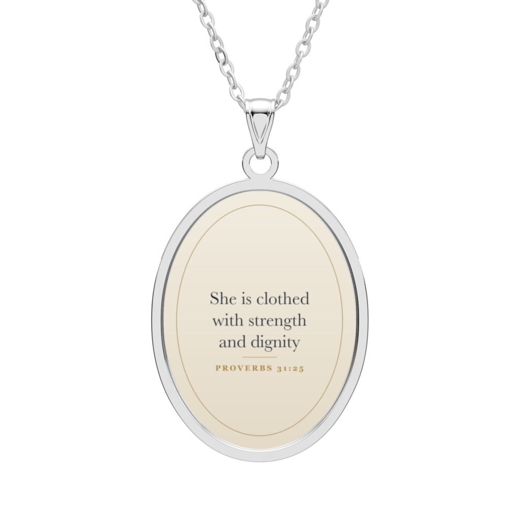 Proverbs 31:25 Necklace, She is Clothed in Strength and Dignity, Christian Gift for Women, Bible Verse Jewelry, Faith Gift for Her