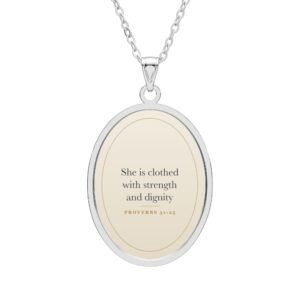 Proverbs 31:25 Necklace, She is Clothed in Strength and Dignity, Christian Gift for Women, Bible Verse Jewelry, Faith Gift for Her