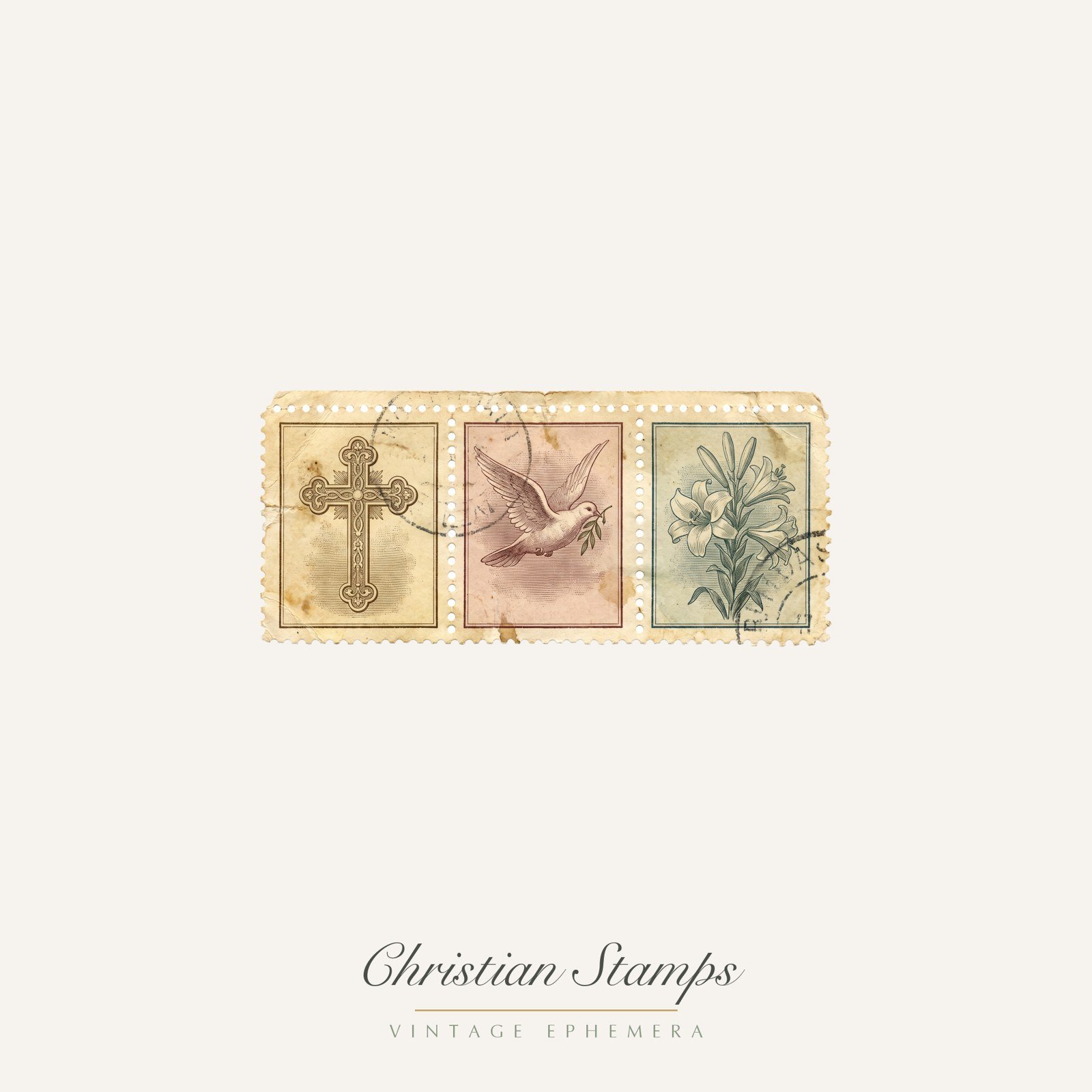Vintage Christian Ephemera, 10 PNG, Antique Hymnal Holy Card Cross Tags Stamps, Junk Journal Bible Journaling, Commercial Use Download - Image 19