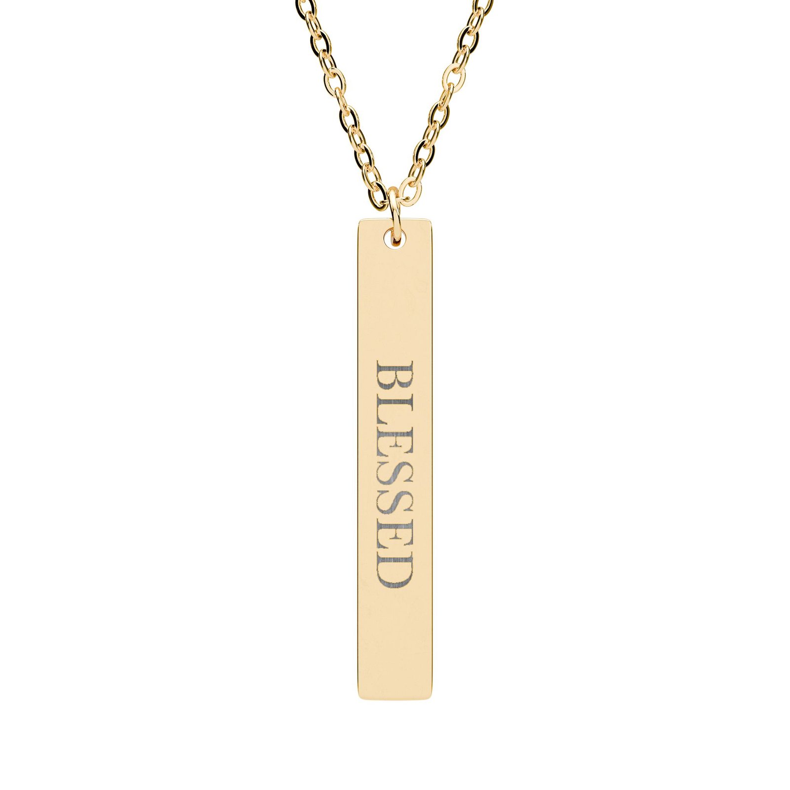 Blessed Vertical Bar Necklace, Engraved Christian Faith Gift, Bible Verse Pendant, Religious Gift for Her Him - Image 4