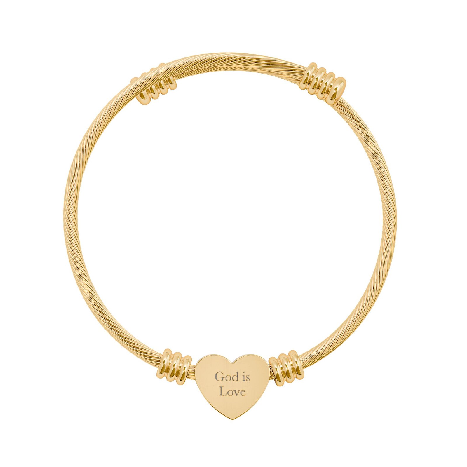 God is Love Heart Cuff Bracelet, 1 John 4:8 Engraved Christian Gift, Bible Verse Bracelet for Her - Image 2