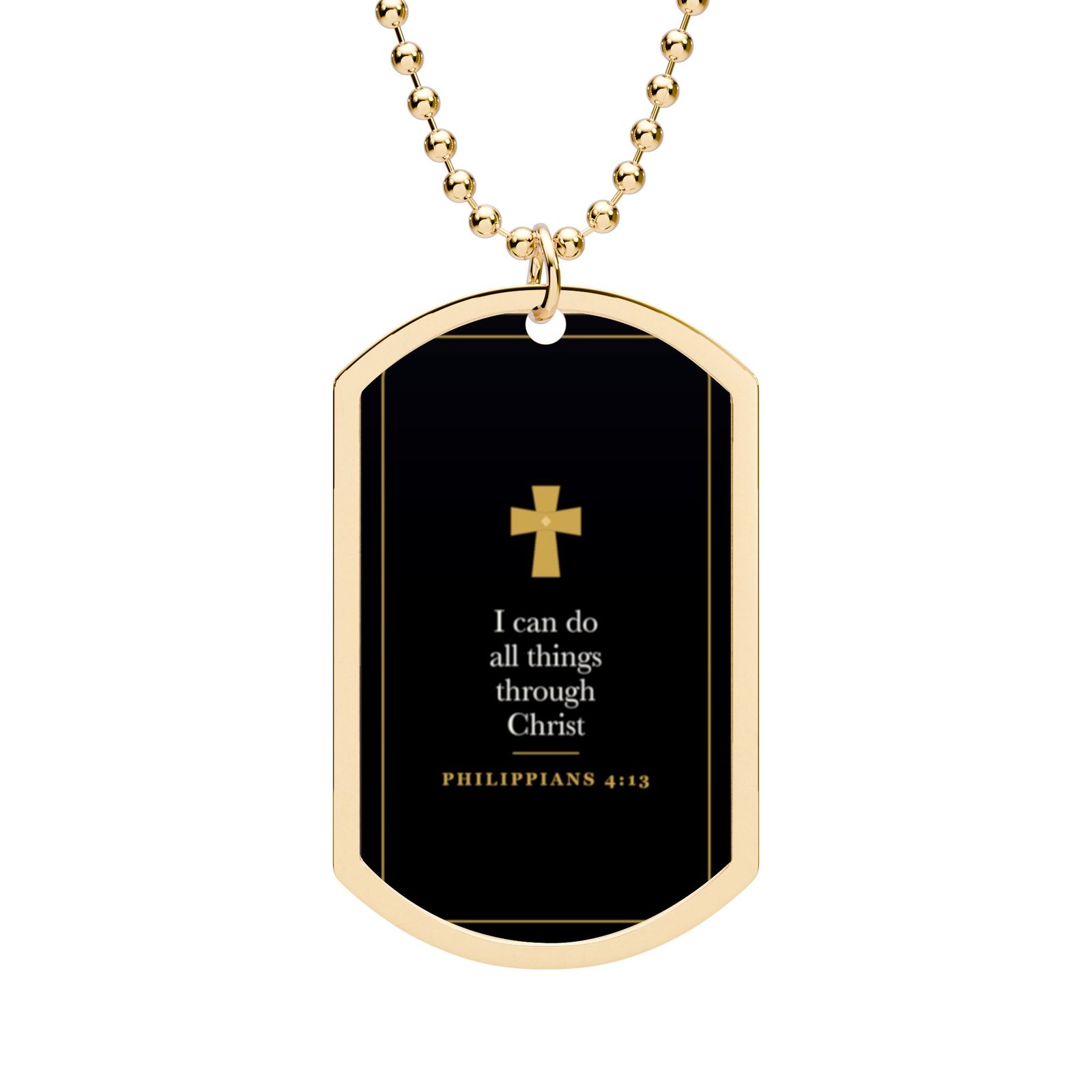 Philippians 4:13 Dog Tag Necklace, I Can Do All Things Through Christ, Christian Gift for Men, Bible Verse Pendant for Him