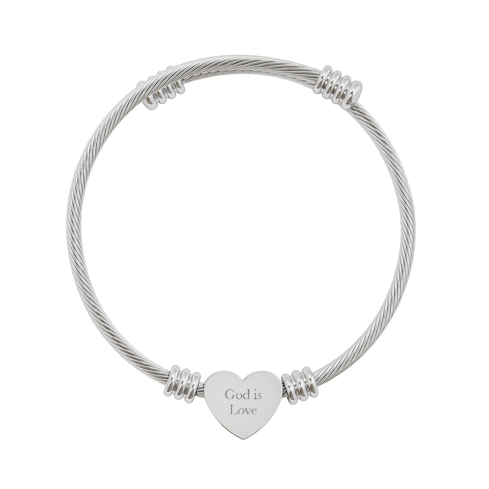 God is Love Heart Cuff Bracelet, 1 John 4:8 Engraved Christian Gift, Bible Verse Bracelet for Her