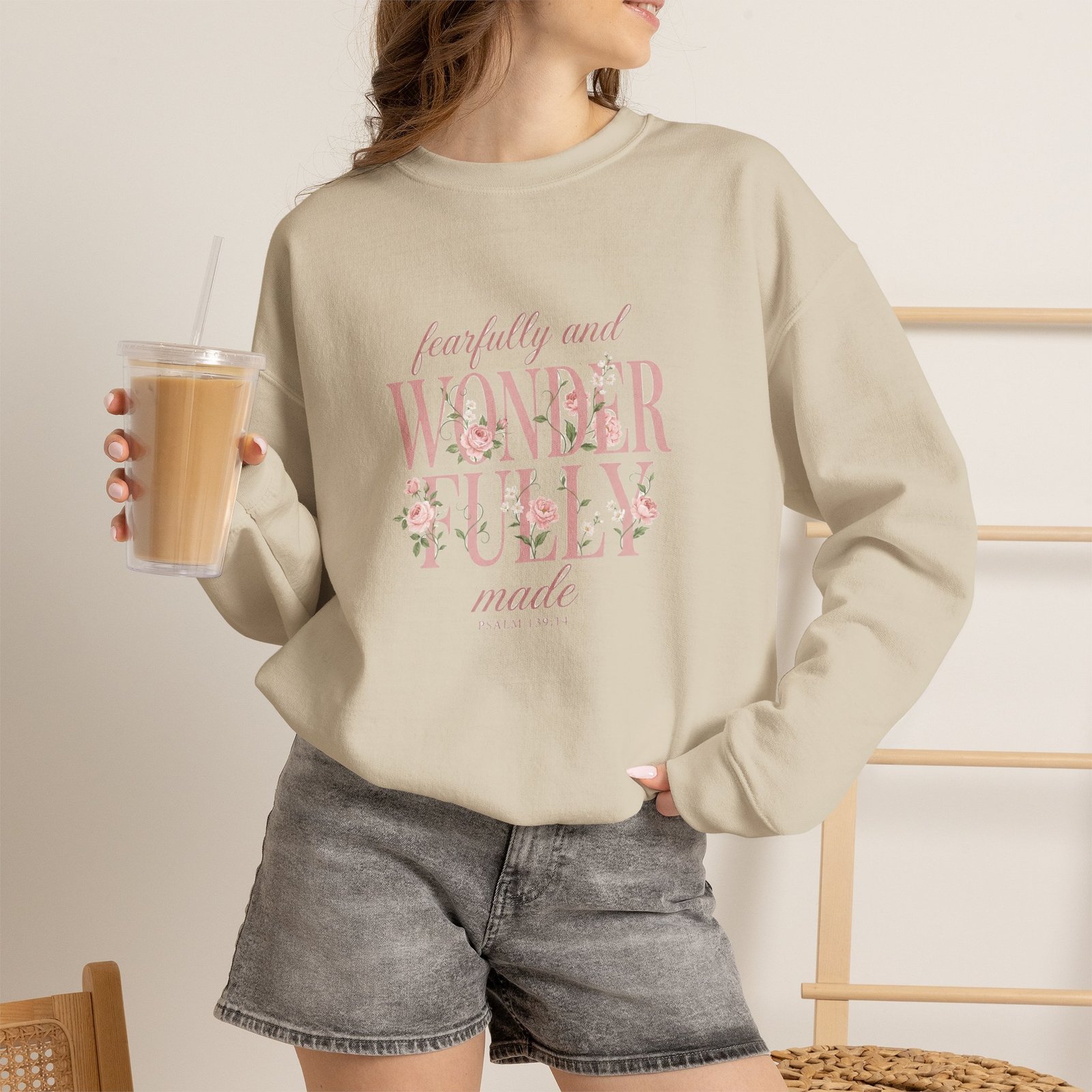 Fearfully and Wonderfully Made Sweatshirt, Floral Christian Crewneck, Psalm 139:14 Bible Verse, Faith Gift for Women - Image 15