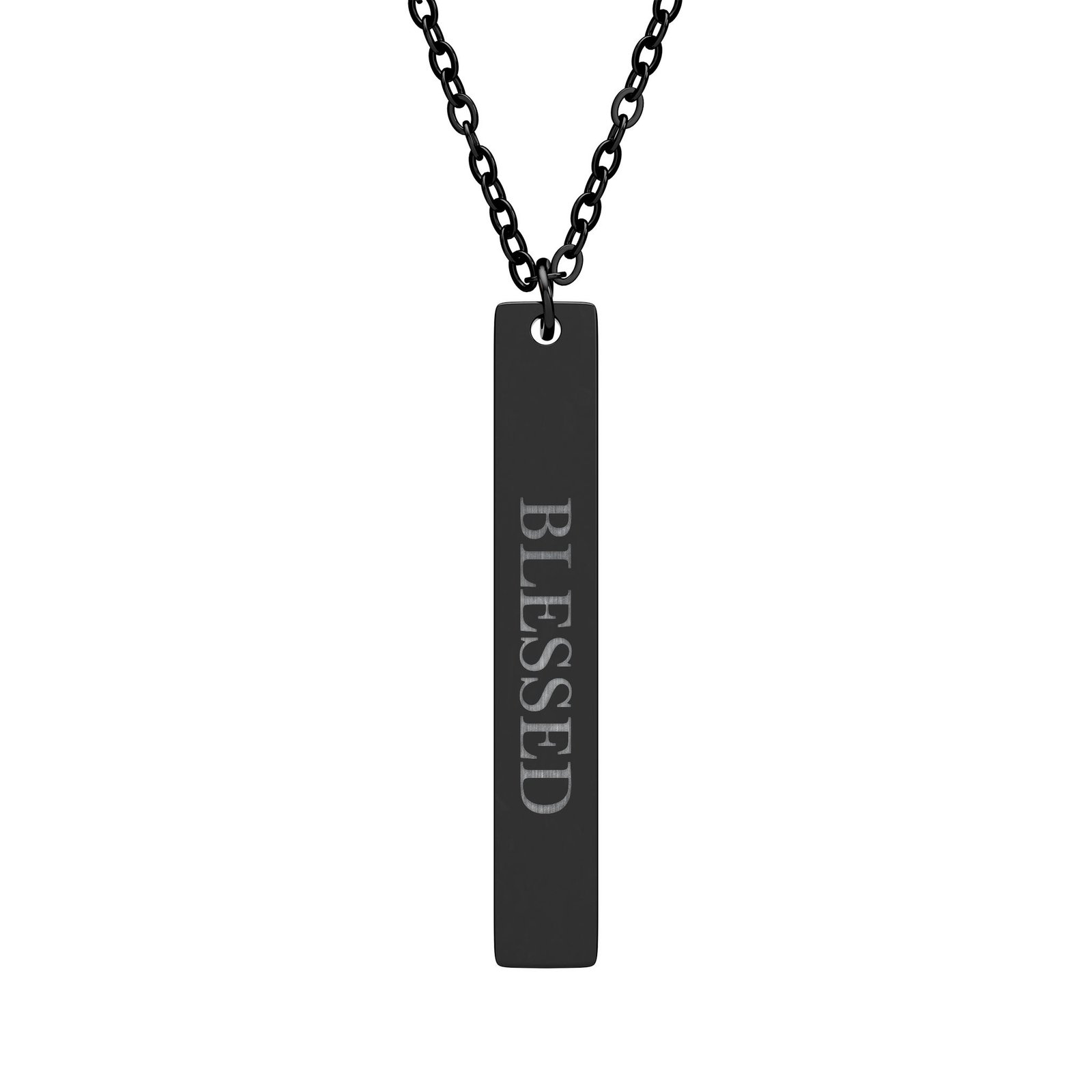 Blessed Vertical Bar Necklace, Engraved Christian Faith Gift, Bible Verse Pendant, Religious Gift for Her Him - Image 2