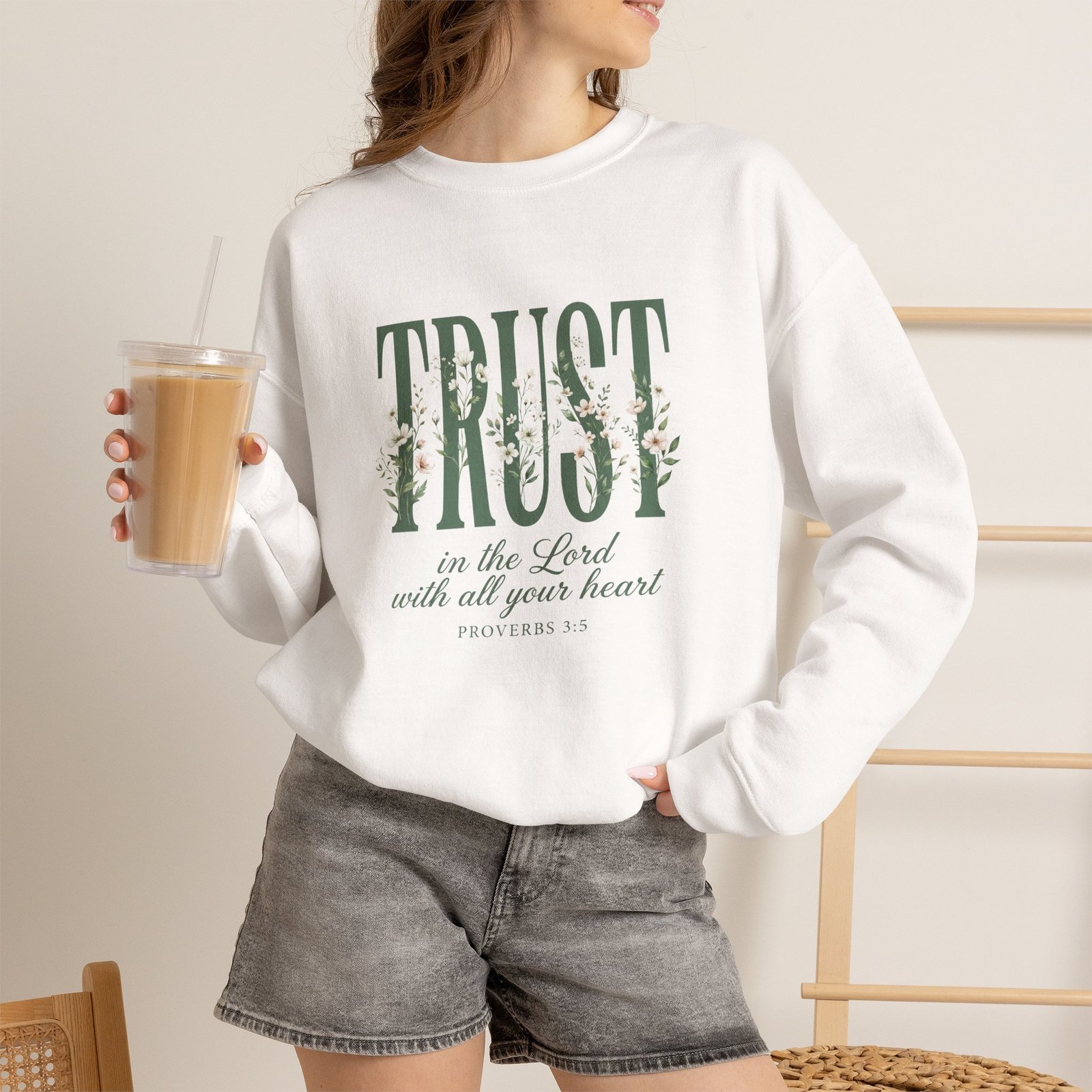 Trust in the Lord With All Your Heart Sweatshirt, Floral Christian Crewneck, Proverbs 3:5 Bible Verse, Faith Gift Women - Image 7