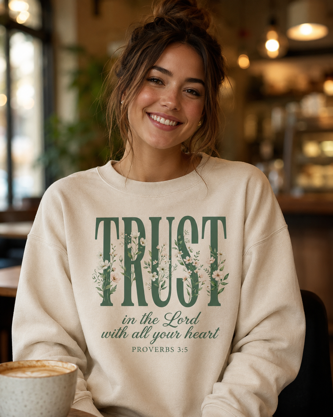 Trust in the Lord With All Your Heart Sweatshirt, Floral Christian Crewneck, Proverbs 3:5 Bible Verse, Faith Gift Women - Image 2