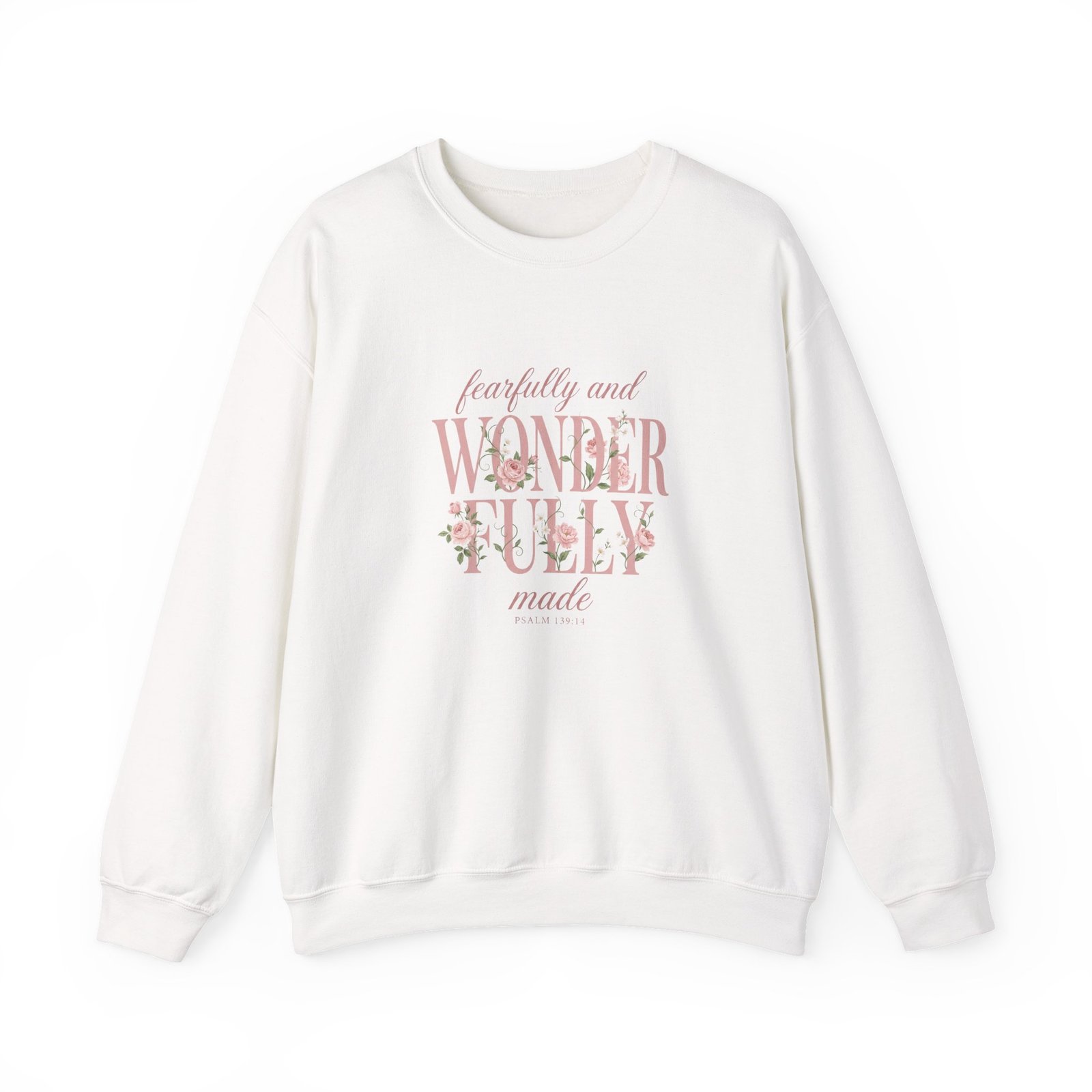 Fearfully and Wonderfully Made Sweatshirt, Floral Christian Crewneck, Psalm 139:14 Bible Verse, Faith Gift for Women - Image 4