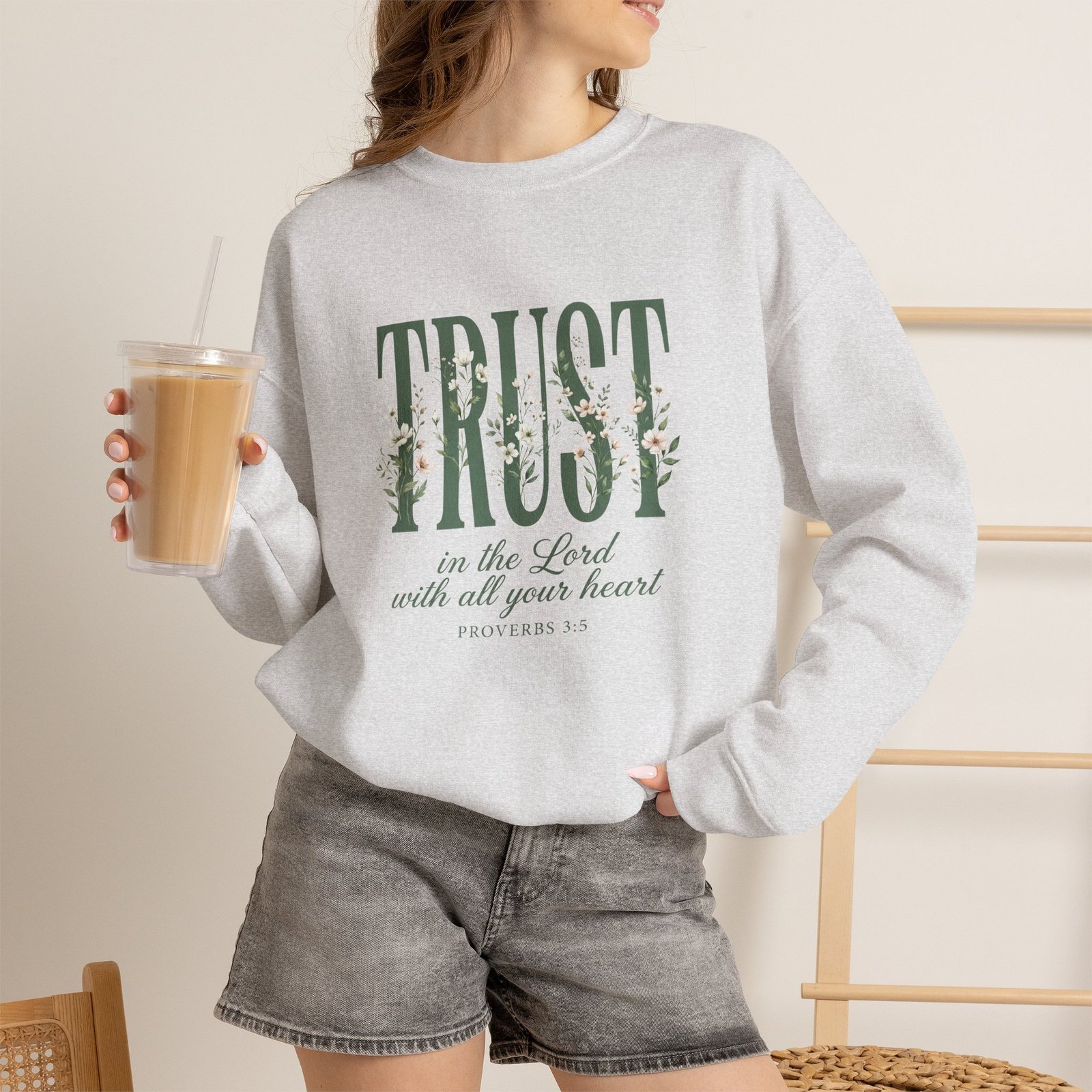 Trust in the Lord With All Your Heart Sweatshirt, Floral Christian Crewneck, Proverbs 3:5 Bible Verse, Faith Gift Women - Image 11