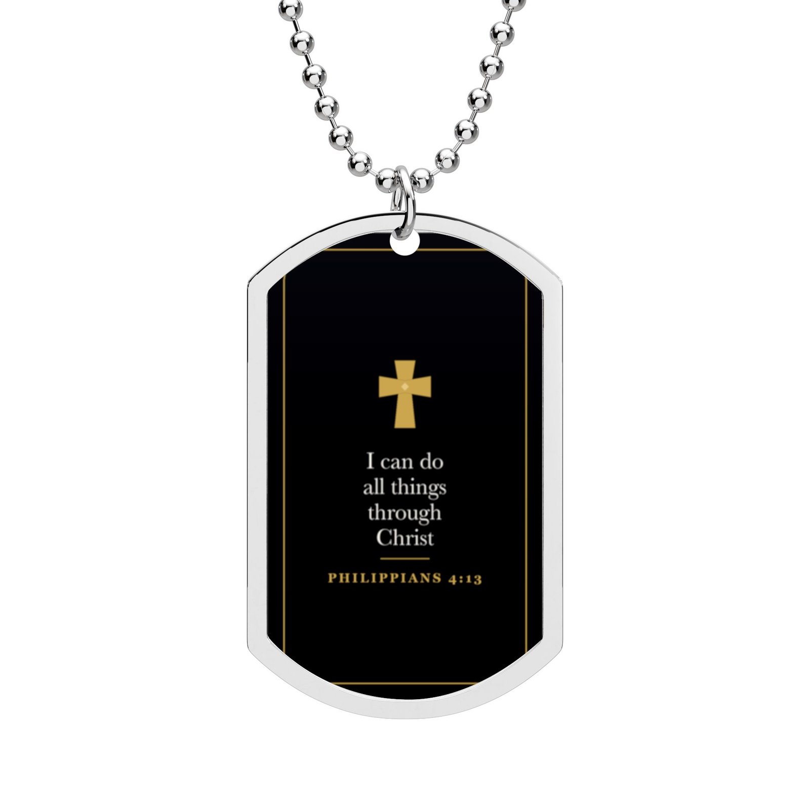 Philippians 4:13 Dog Tag Necklace, I Can Do All Things Through Christ, Christian Gift for Men, Bible Verse Pendant for Him - Image 2