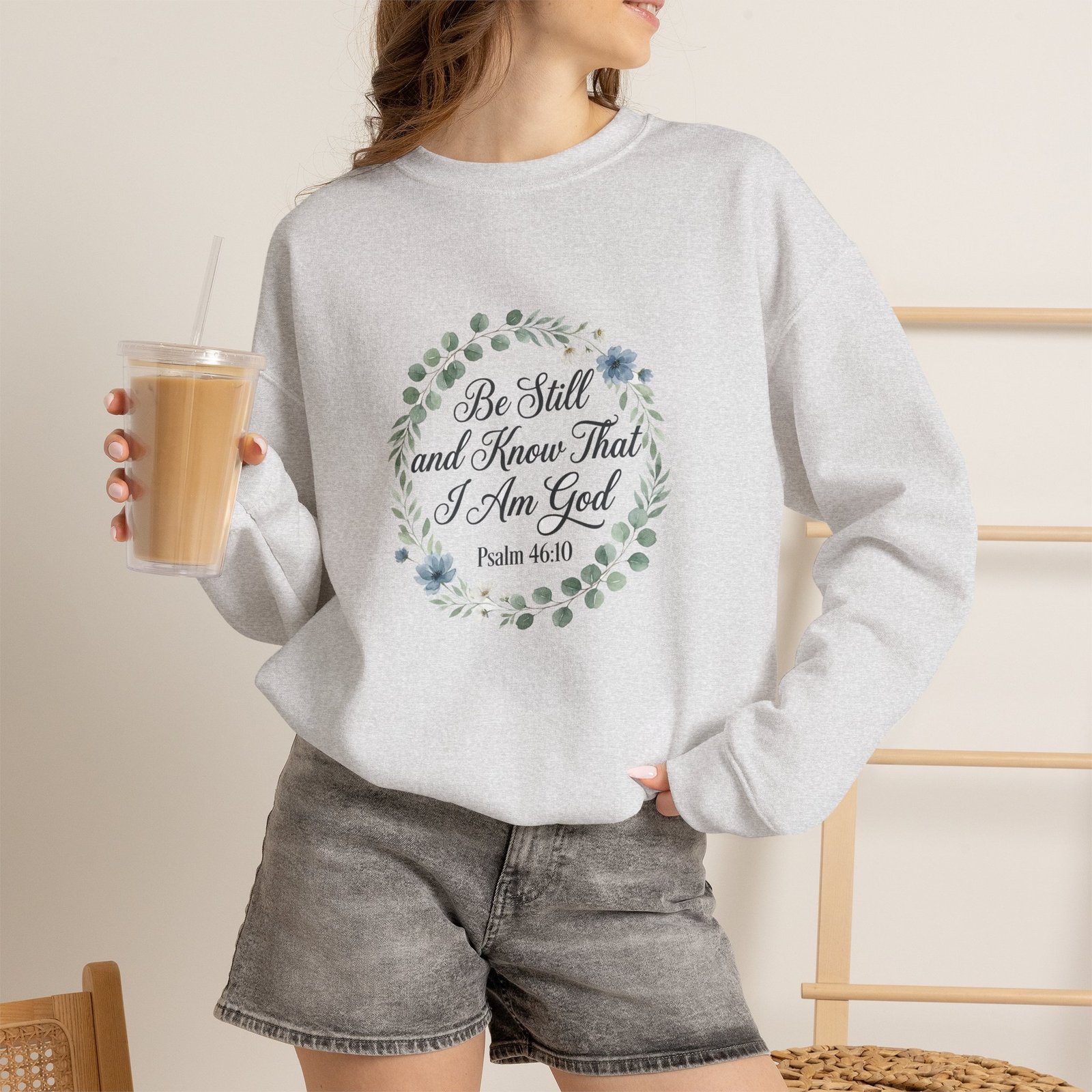 Be Still and Know That I Am God Sweatshirt, Floral Christian Crewneck, Psalm 46:10 Bible Verse, Faith Gift for Women - Image 11