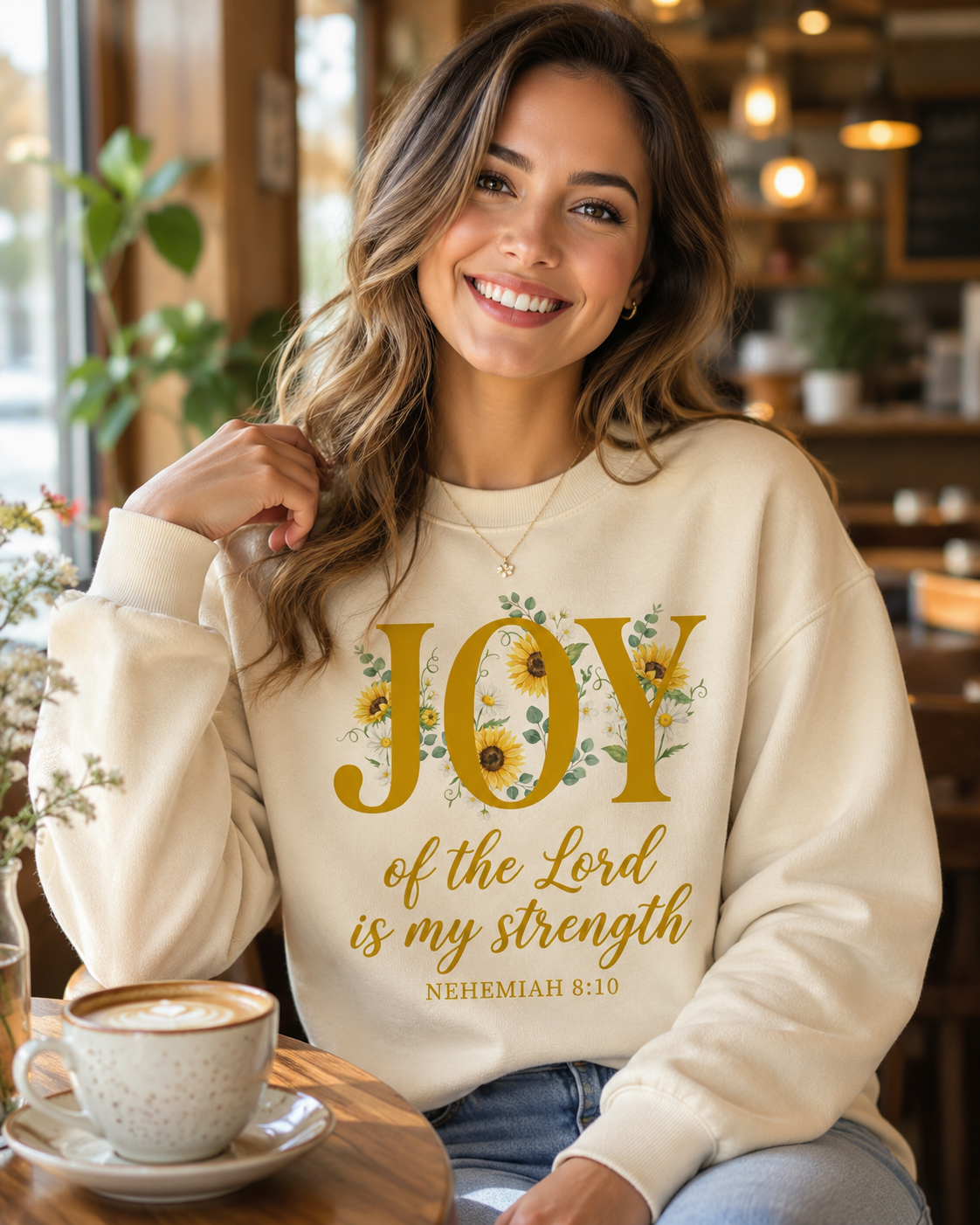 The Joy of the Lord Is My Strength Sweatshirt, Sunflower Christian Crewneck, Nehemiah 8:10 Verse, Faith Gift Women - Image 2