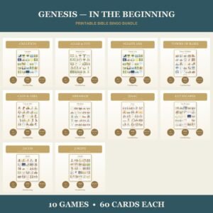 Genesis Bible Bingo Bundle | 10 Printable Games, 60 Cards Each | Creation Noah Sunday School VBS Christian Kids Activity PDF