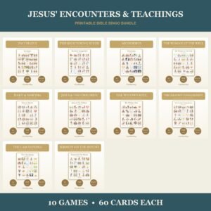 Jesus Teachings Bible Bingo Bundle | 10 Printable Games, 60 Cards Each | Sunday School VBS Christian Kids Activity PDF