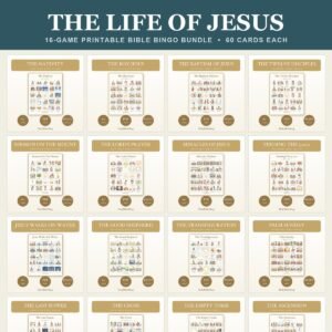 Life of Jesus Bible Bingo Bundle | 16 Printable Games, 60 Cards Each | Sunday School VBS Youth Group Church Christian Activity PDF