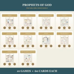 Prophets of the Bible Bingo Bundle | 10 Printable Games, 60 Cards Each | Elijah Jonah Sunday School Christian Kids Activity PDF