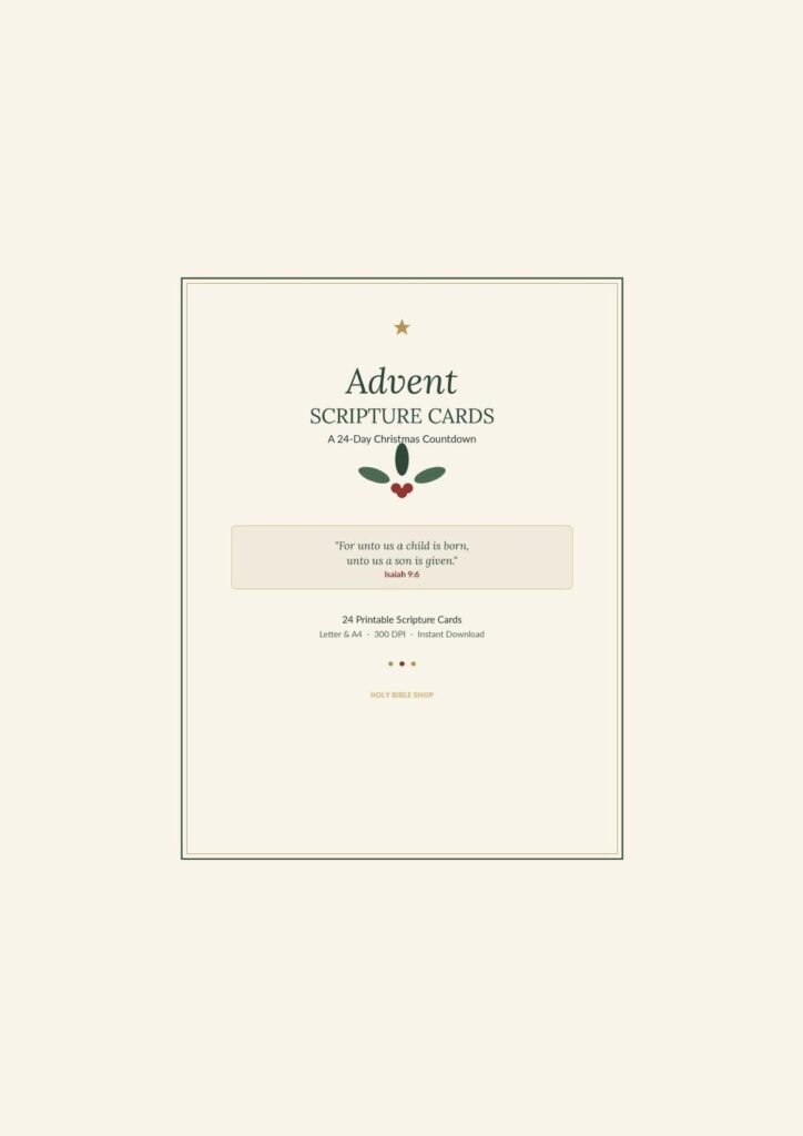 Advent Scripture Cards, KJV Christmas Countdown, Watercolor Bible Verses (Instant Download)