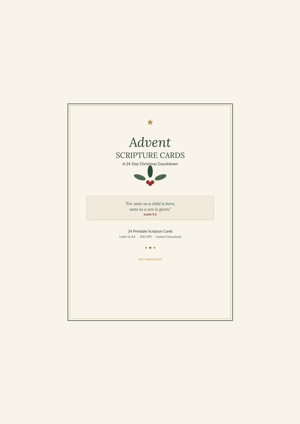 Advent Scripture Cards, KJV Christmas Countdown, Watercolor Bible Verses (Instant Download)