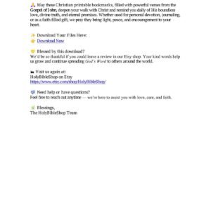 John Bible Verses Bookmark Set, Christian Scripture Cards (PDF, JPG)