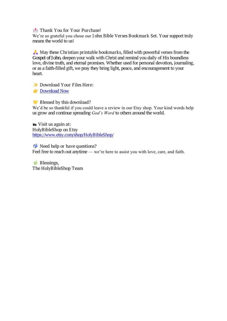 John Bible Verses Bookmark Set, Christian Scripture Cards (PDF, JPG)