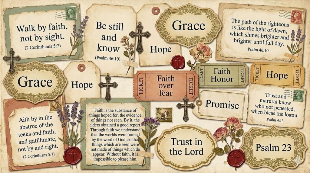 Vintage Christian Ephemera Kit | KJV Scripture Cards, Tags, Pockets (Digital Download)