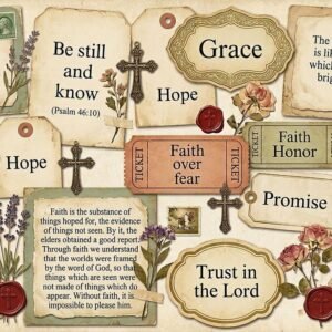 Vintage Christian Ephemera Kit | KJV Scripture Cards, Tags, Pockets (Digital Download)