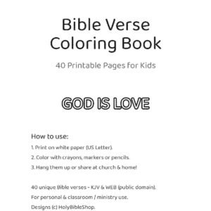 Bible Verse Coloring Pages for Kids, 40 Printable Scripture Sheets (PDF Download)