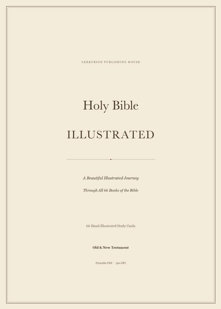Holy Bible Illustrated | All 66 Books Summary Cards Printable | Old & New Testament Bible Study Inserts | Christian Journaling PDF