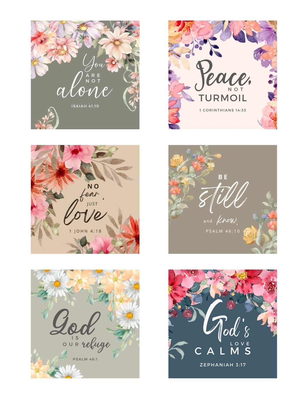 Floral Bible Verse Cards, Christian Scripture, Prayer Journal (Digital Download)