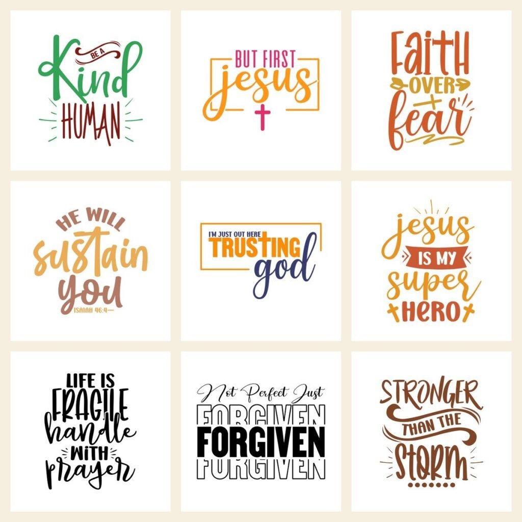 Christian SVG Clipart Bundle – Bible, Jesus, Faith Printable Art – Digital Download for Stickers, Planners, Sublimation, T-Shirts, Crafts
