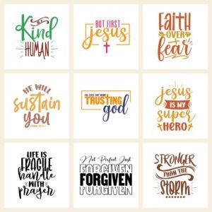 Christian SVG Clipart Bundle – Bible, Jesus, Faith Printable Art – Digital Download for Stickers, Planners, Sublimation, T-Shirts, Crafts