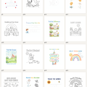 Bible Activity Book for Kids Printable, Christian Coloring Pages, Sunday School Activities, Kids Bible Workbook, Faith Mazes & Tracing