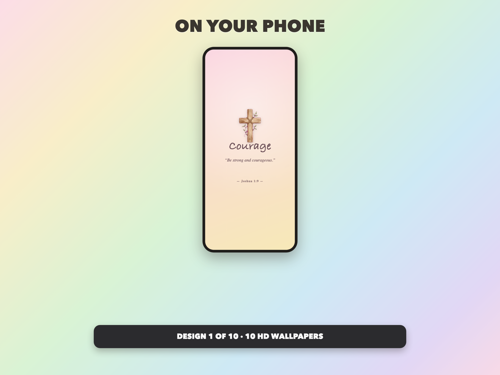 Strength & Courage Wallpapers | Christian Phone Wallpapers | Scripture Lock Screen | iPhone Android HD Digital - Image 4