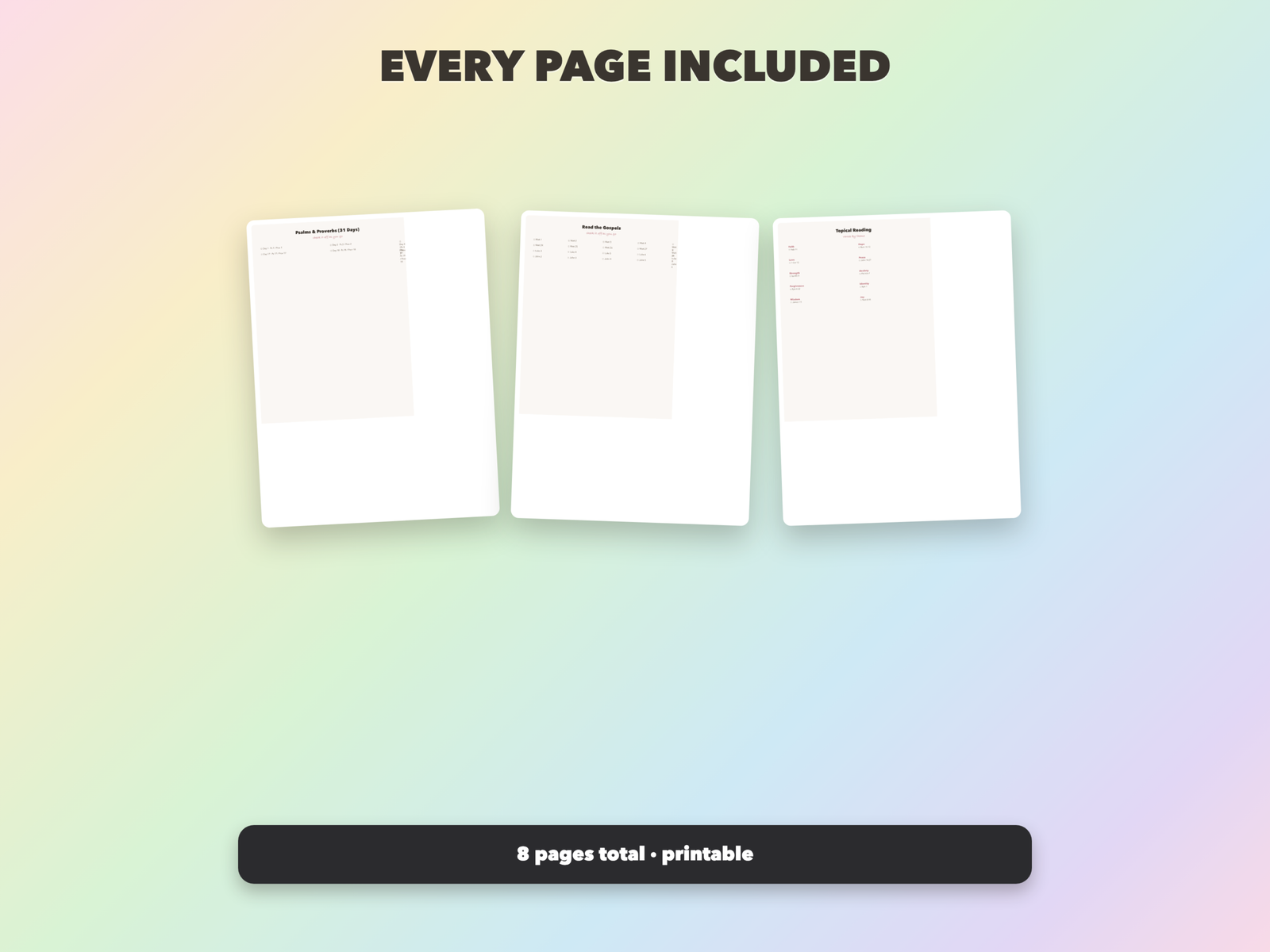 Bible Reading Checklist Printables | Christian Printable | Faith Digital Download | Bible | Instant Download - Image 6