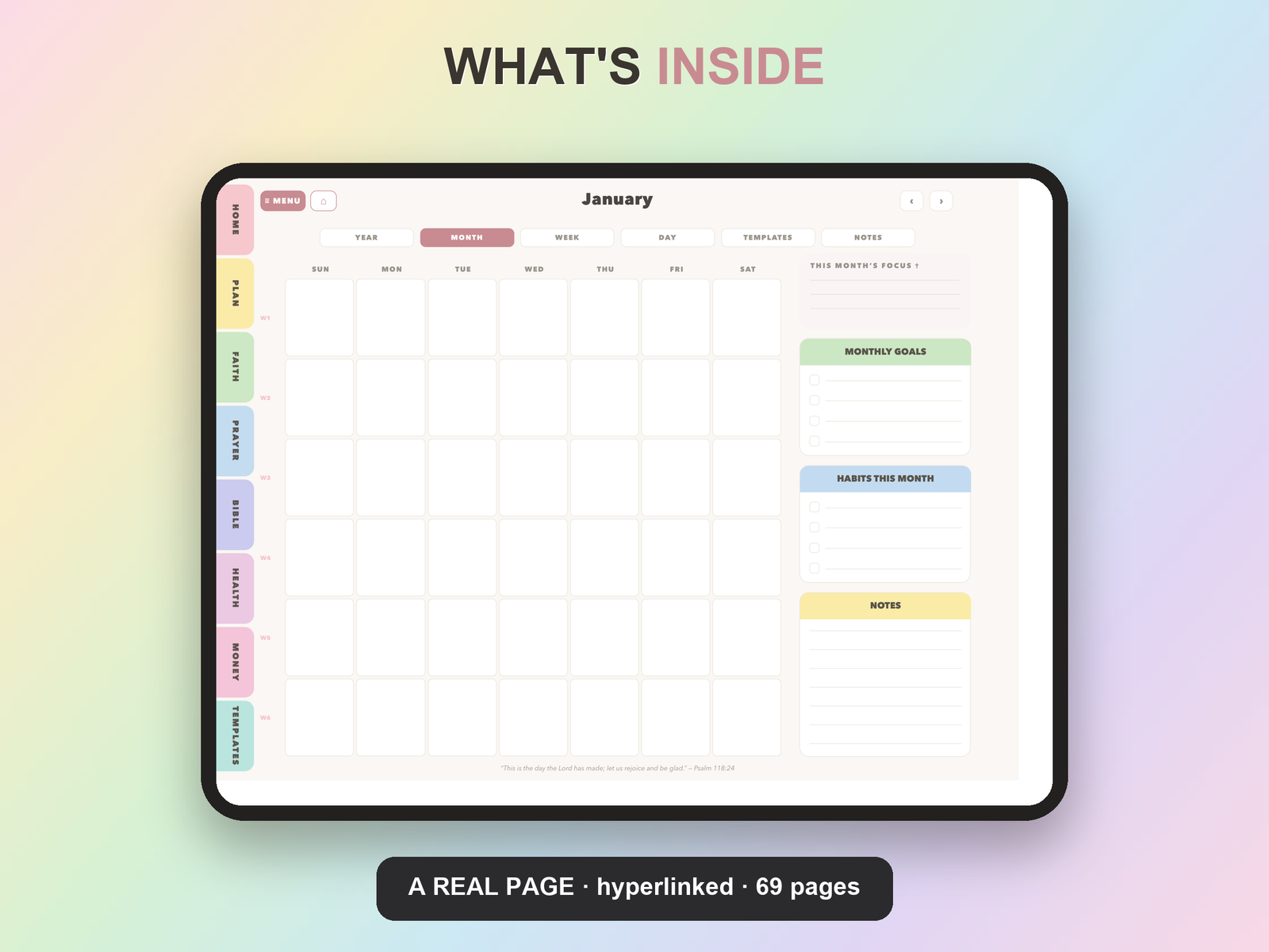 Faith ADHD Planner Undated | Christian Faith Planner GoodNotes iPad | Pastel Rainbow - Image 9