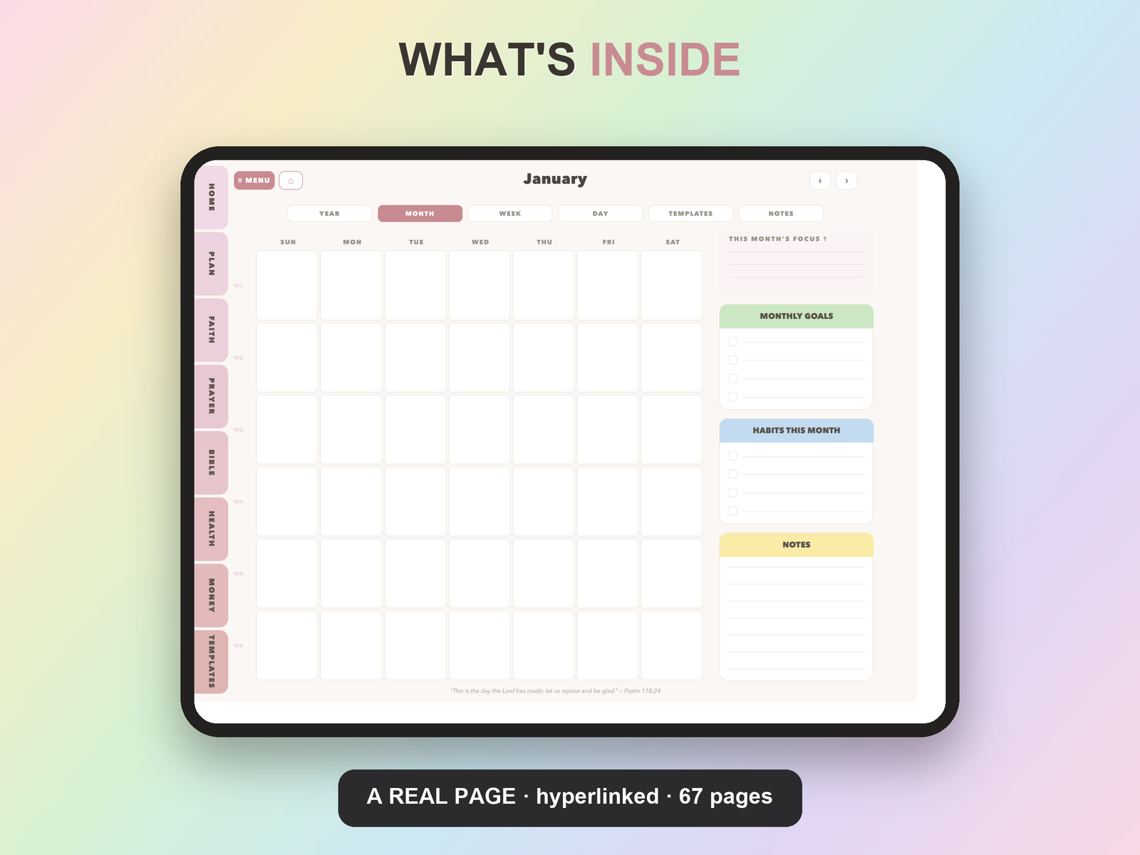 Faith Wellness Cycle Planner Undated | Christian Faith Planner GoodNotes iPad | Blush Pink - Image 9
