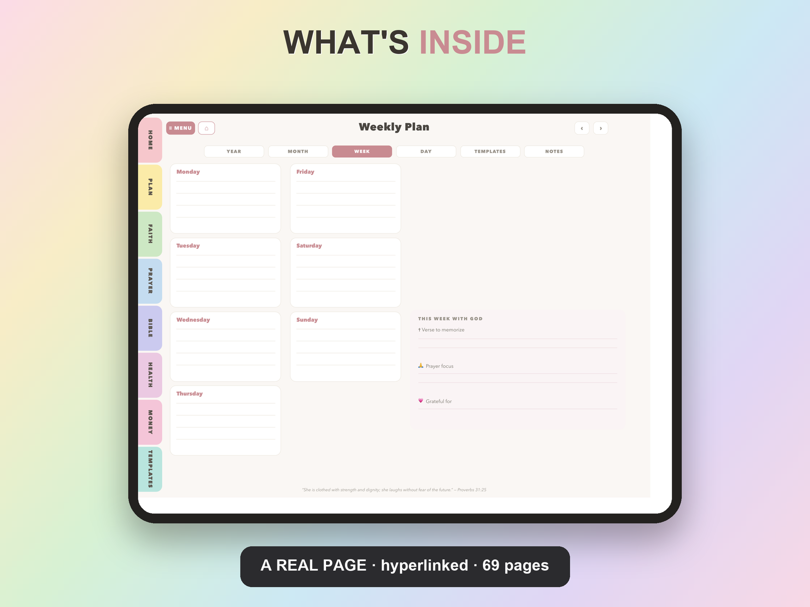 Faith ADHD Planner Undated | Christian Faith Planner GoodNotes iPad | Pastel Rainbow - Image 10