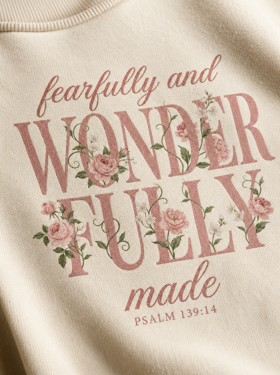 Fearfully and Wonderfully Made Sweatshirt, Floral Christian Crewneck, Psalm 139:14 Bible Verse, Faith Gift for Women - Image 3