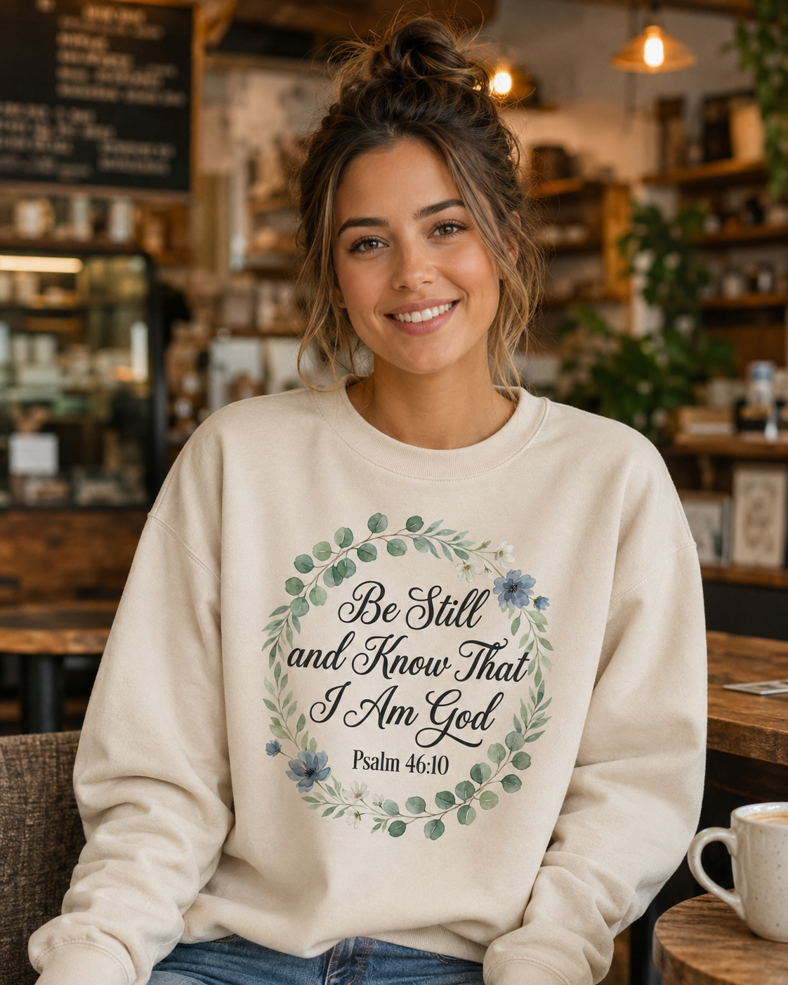 Be Still and Know That I Am God Sweatshirt, Floral Christian Crewneck, Psalm 46:10 Bible Verse, Faith Gift for Women - Image 2