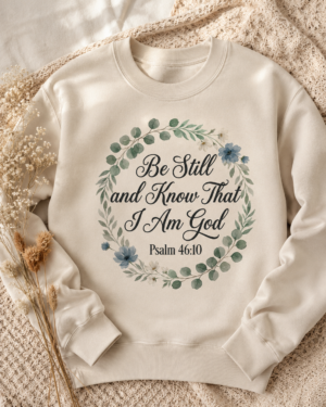 Be Still and Know That I Am God Sweatshirt, Floral Christian Crewneck, Psalm 46:10 Bible Verse, Faith Gift for Women