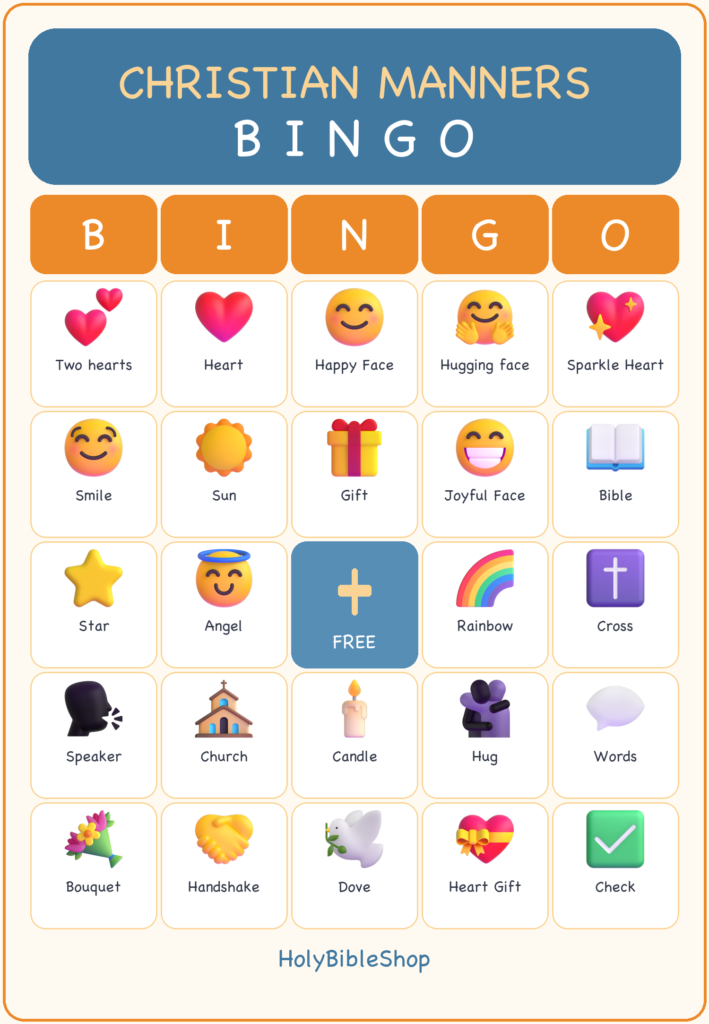 Christian Manners Bingo, 60 Printable Bingo Cards, Christian Manners Game, Sunday School & Church Activity, Instant Download