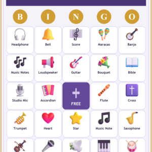 Worship Team and Choir Bingo, 60 Printable Bingo Cards, Christian Worship Team Choir Game, Sunday School & Church Activity, Instant Download