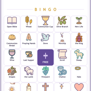 The Lord's Supper Bingo, 60 Printable Christian Cards, Communion Game, Sunday School Activity, Kids Bible Game, Bible Activity