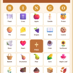 Thanksgiving Bingo, 60 Printable Christian Cards, Give Thanks to God Game, Sunday School Thanksgiving, Bible Activity for Kids, Church Game