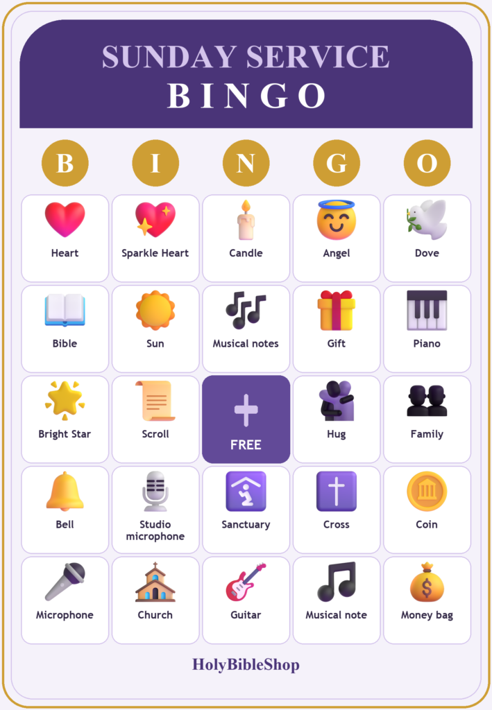 Sunday Service Bingo, 60 Printable Bingo Cards, Christian Sunday Service Game, Sunday School & Church Activity, Instant Download
