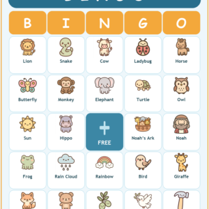 Noah's Ark Bingo, 60 Printable Bible Cards, Sunday School Game, Bible Activity for Kids, VBS Game, Christian Animal Bingo, Kids Church Game