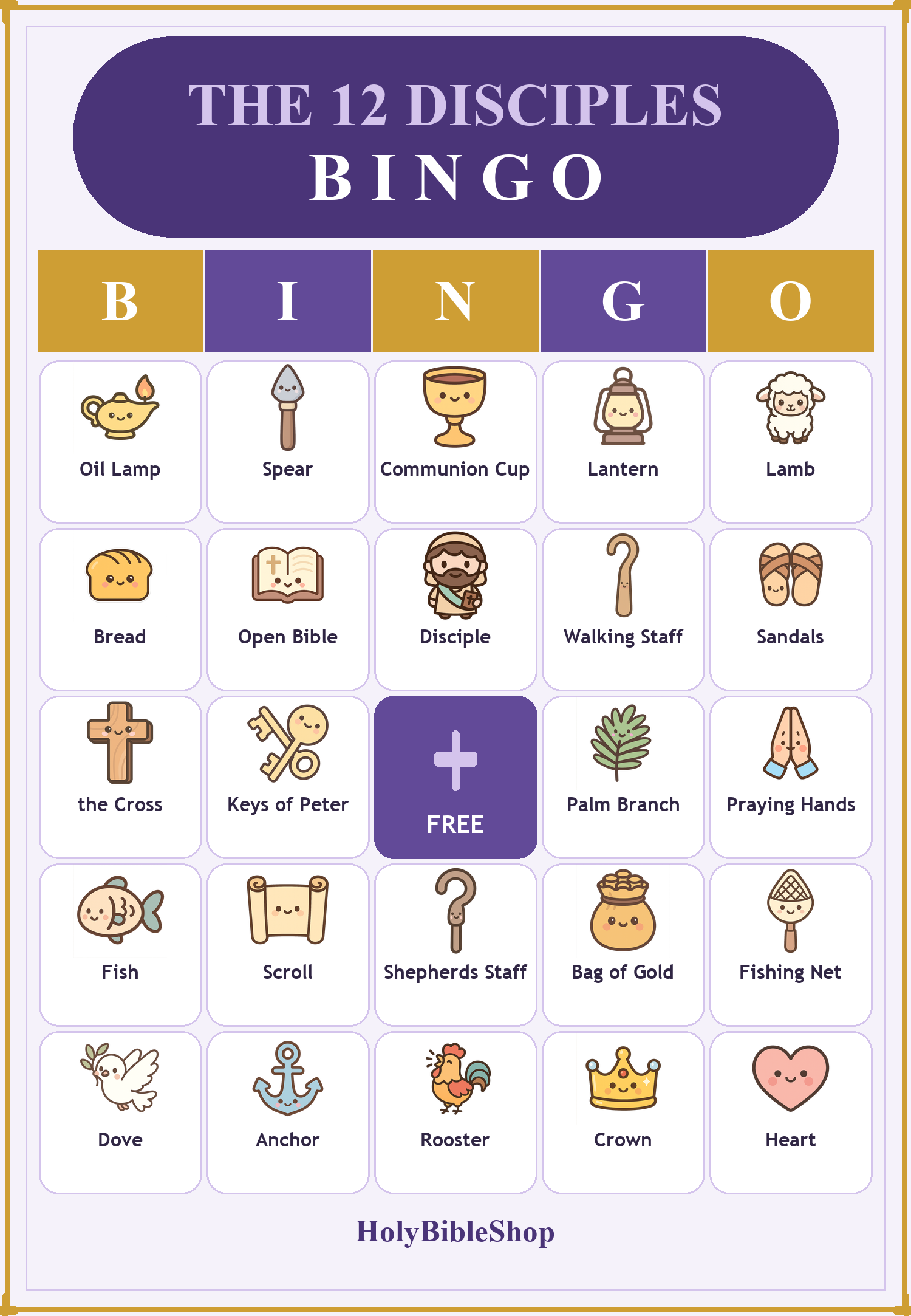 The 12 Disciples Bingo, 60 Printable Christian Cards, Bible Apostles Game, Sunday School Activity, Kids Bible Game, Scripture Study
