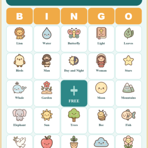 Creation Bingo, 60 Printable Bible Cards, 7 Days of Creation, Sunday School Game, Bible Activity for Kids, Genesis VBS Game, Kids Church